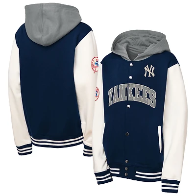 Youth Mitchell & Ness  Navy New York Yankees Courtside Fleece Full-Snap Hoodie
