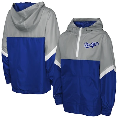 Men's Mitchell & Ness  Royal/Gray Los Angeles Dodgers Lightweight Anorak Half-Zip Hoodie