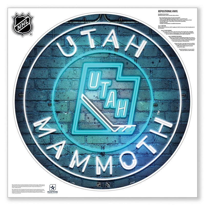 Utah Mammoth  28" x 28" Neon Primary Wall Decal