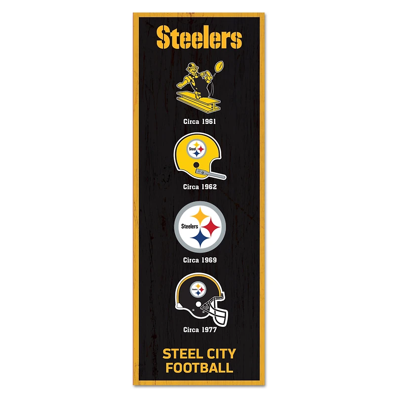 WinCraft Pittsburgh Steelers 6" x 17" Logo Evolution Wood Sign