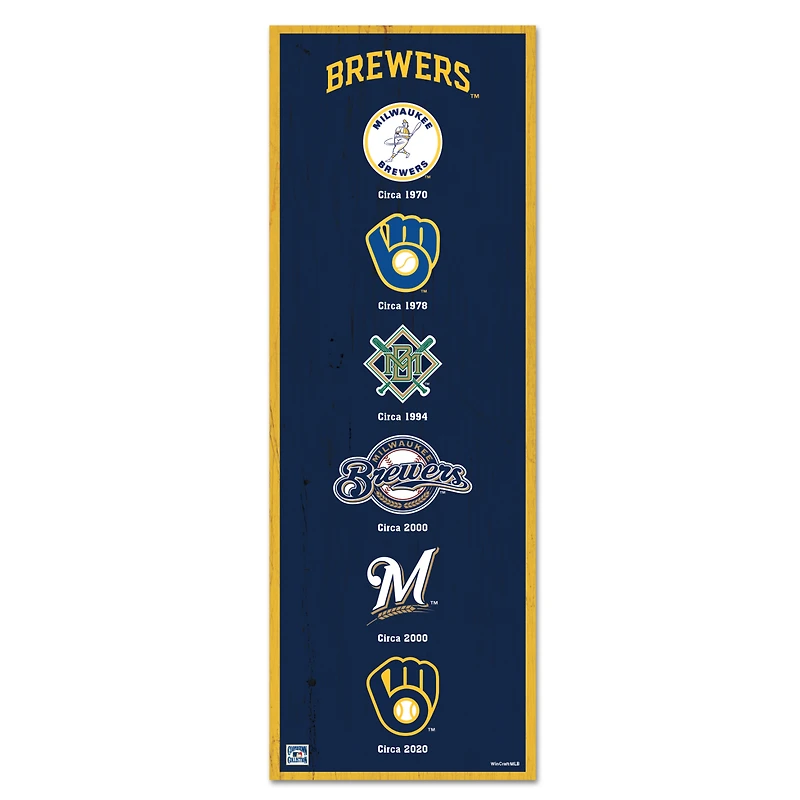 WinCraft Milwaukee Brewers 6" x 17" Logo Evolution Wood Sign