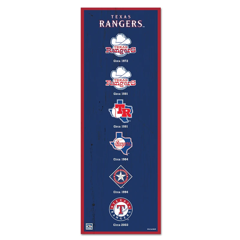 WinCraft Texas Rangers 6" x 17" Logo Evolution Wood Sign