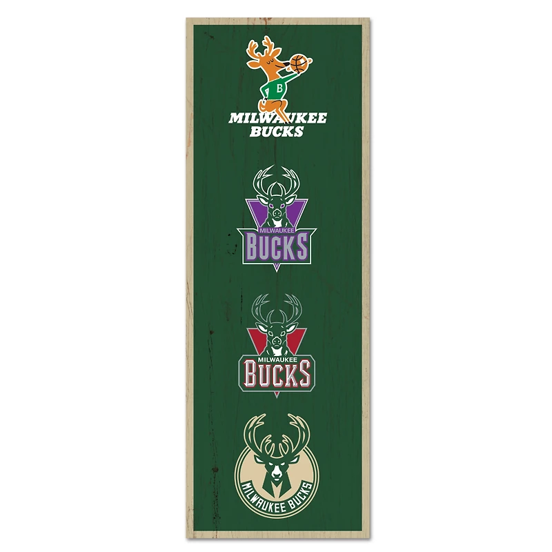 WinCraft Milwaukee Bucks 6" x 17" Logo Evolution Wood Sign
