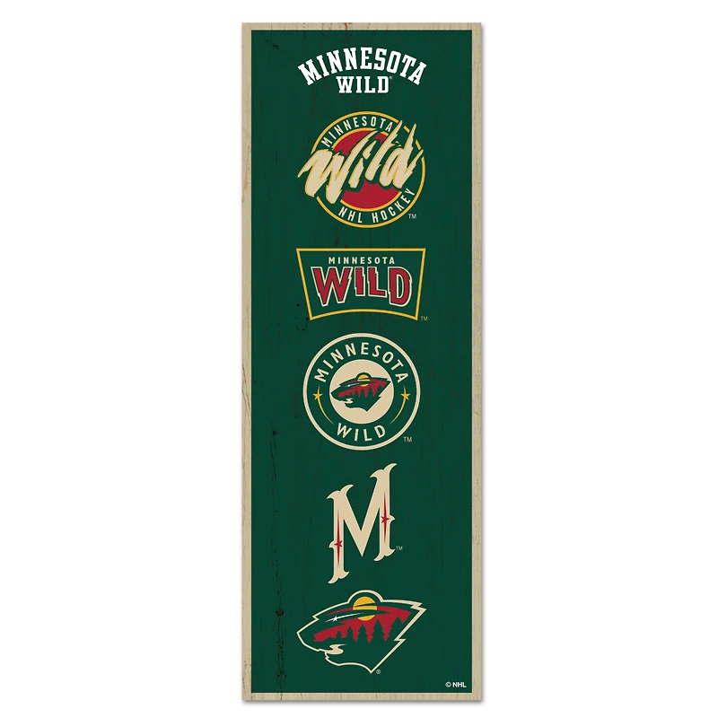 WinCraft Minnesota Wild 6" x 17" Logo Evolution Wood Sign