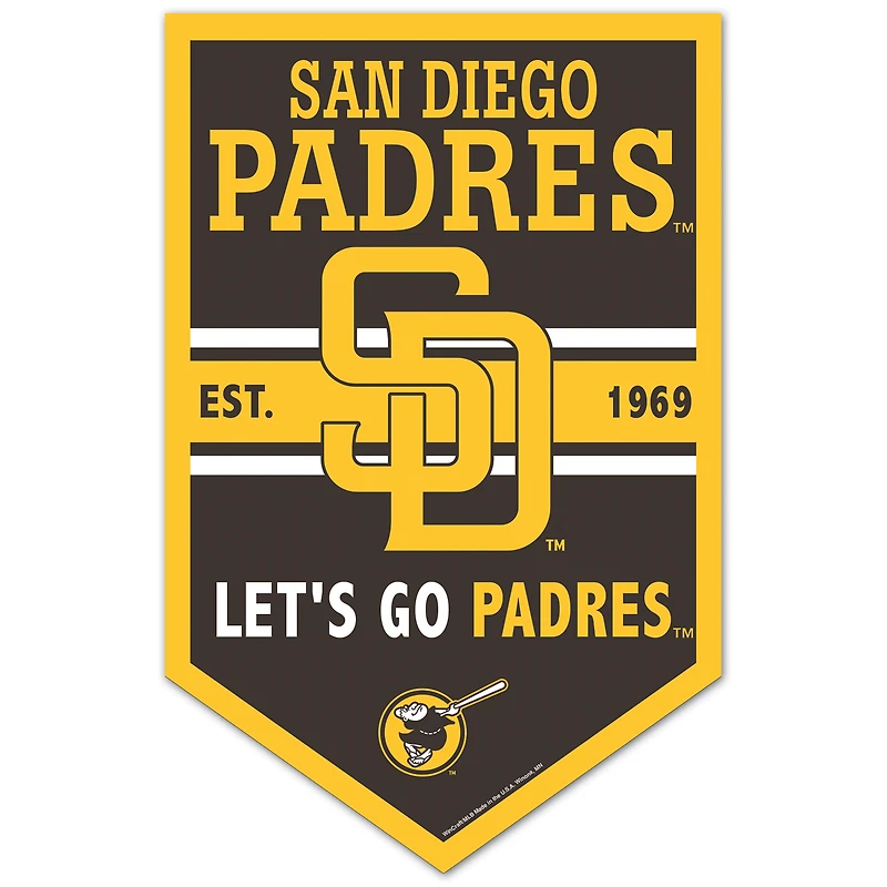 WinCraft San Diego Padres 11" x 17" Chevron Wood Sign
