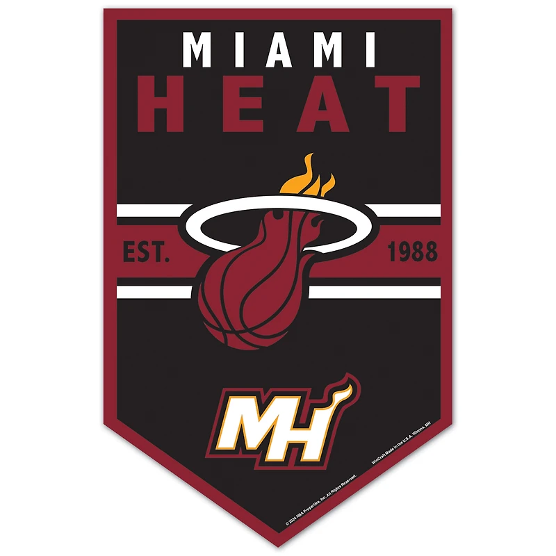 WinCraft Miami Heat 11" x 17" Chevron Wood Sign