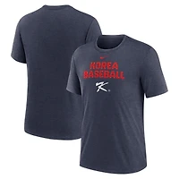 Men's Nike Heather Navy Korea Baseball 2026 World Baseball Classic Stacked Tri-Blend T-Shirt