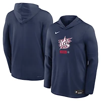 Men's Nike Navy USA Baseball 2026 World Baseball Classic Authentic Collection Dri-FIT Long Sleeve Hooded T-Shirt
