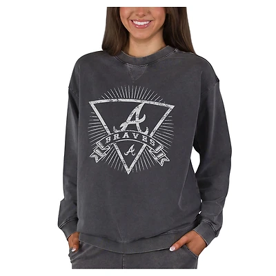 Women's Concepts Sport Charcoal Atlanta Braves Boxy Mist French Terry Long Sleeve Top