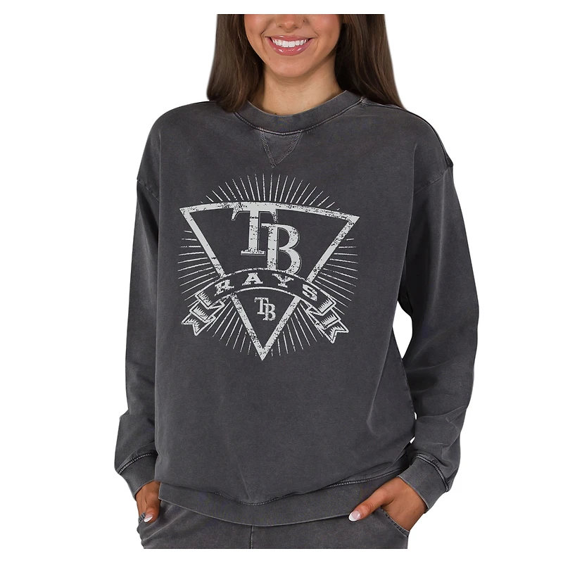 Women's Concepts Sport Charcoal Tampa Bay Rays Boxy Mist French Terry Long Sleeve Top