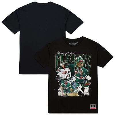 Men's Mitchell & Ness Marc-Andre Fleury Black Minnesota Wild Collage T-Shirt