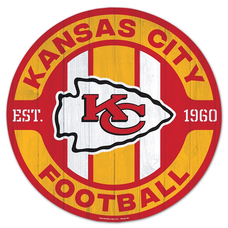 WinCraft Kansas City Chiefs 14" Established Year Circular Wood Sign