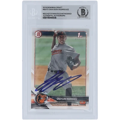 Grayson Rodriguez Baltimore Orioles Autographed 2018 Bowman Draft #BD-73 Beckett Fanatics Witnessed Authenticated Card