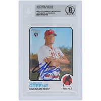 Hunter Greene Cincinnati Reds Autographed 2022 Topps Heritage #694 Beckett Fanatics Witnessed Authenticated Rookie Card