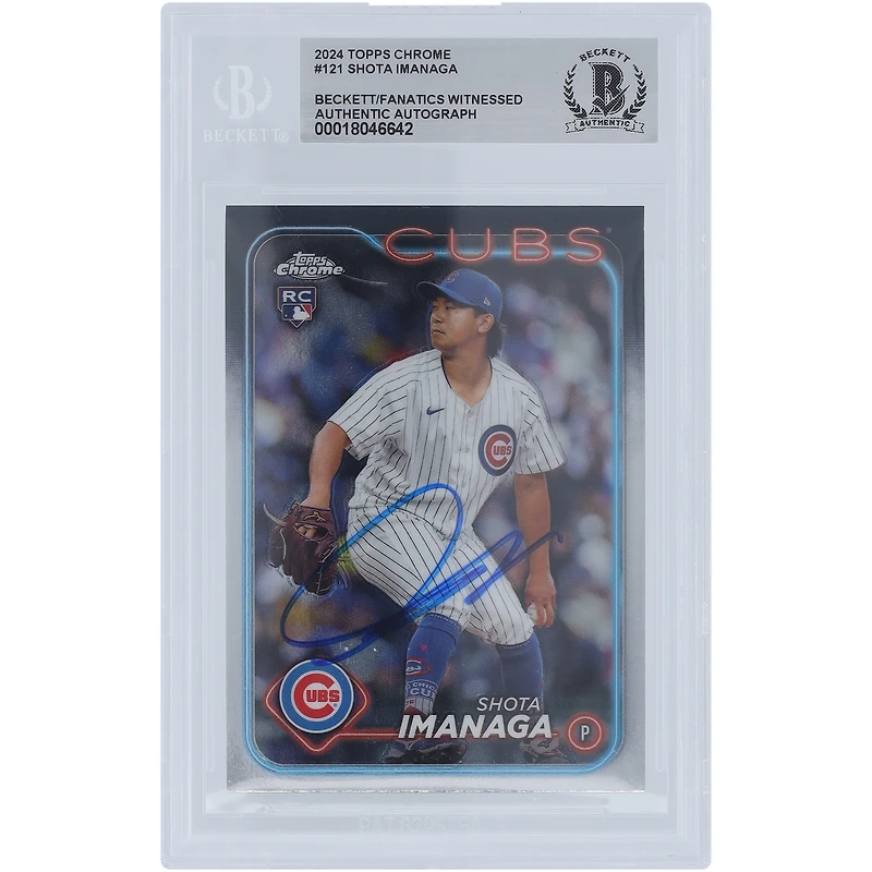 Shota Imanaga Chicago Cubs Autographed 2024 Topps Chrome #121 Beckett Fanatics Witnessed Authenticated Rookie Card