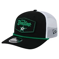 Men's New Era Black/White Dallas Stars Team Patch Basic 9SEVENTY Adjustable Trucker Hat