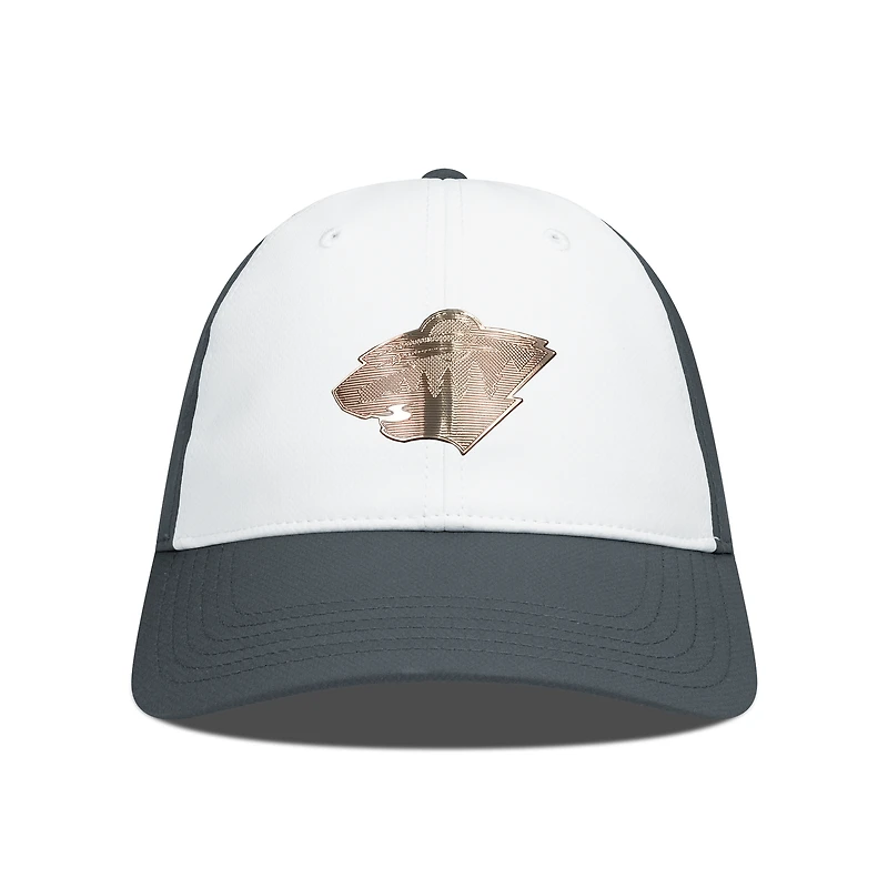 Men's Levelwear White/Charcoal Minnesota Wild Endure Copper Insignia Adjustable Hat