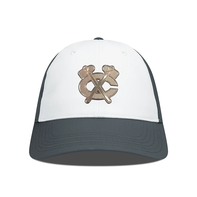Men's Levelwear White/Charcoal Chicago Blackhawks Endure Copper Insignia Adjustable Hat