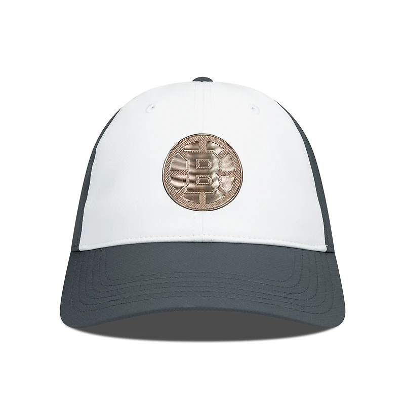 Men's Levelwear White/Charcoal Boston Bruins Endure Copper Insignia Adjustable Hat