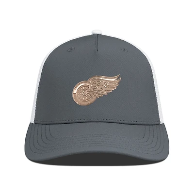 Men's Levelwear Charcoal/White Detroit Red Wings Signal Copper Insignia Trucker Adjustable Hat