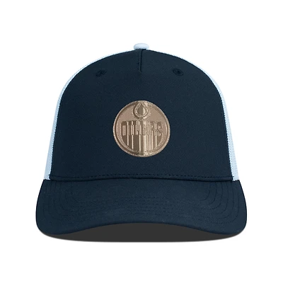 Men's Levelwear Black/White Edmonton Oilers Signal Copper Insignia Trucker Adjustable Hat