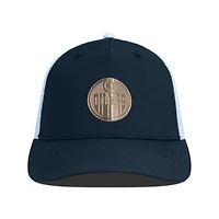 Men's Levelwear Black/White Edmonton Oilers Signal Copper Insignia Trucker Adjustable Hat