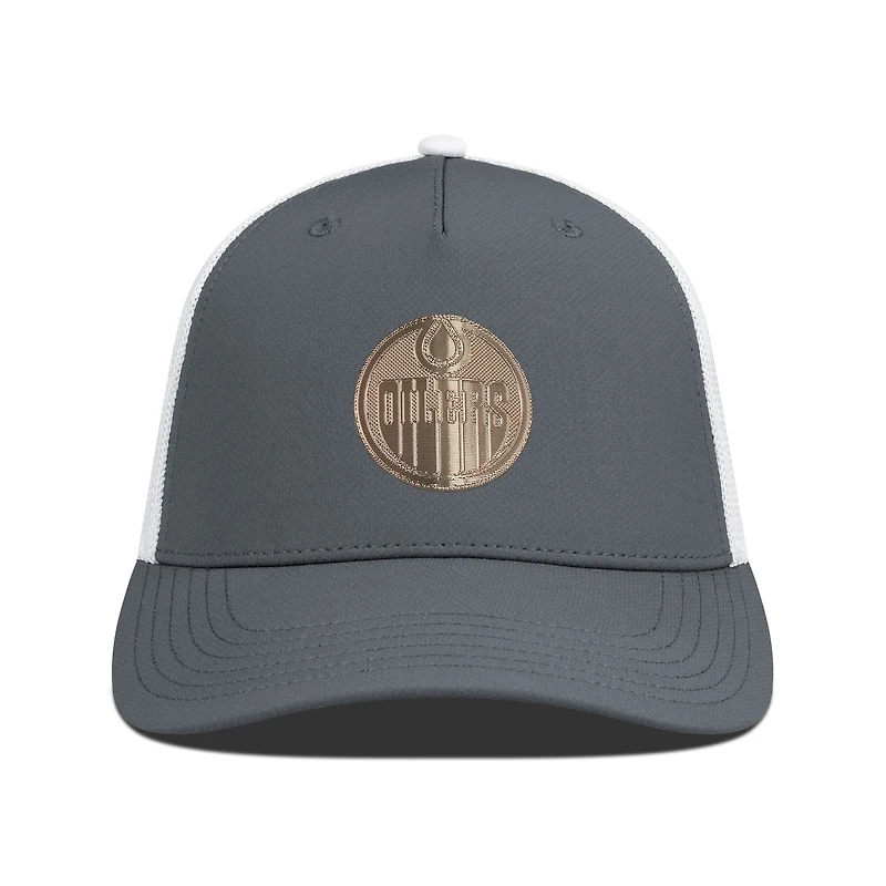 Men's Levelwear Charcoal/White Edmonton Oilers Signal Copper Insignia Trucker Adjustable Hat