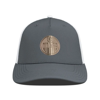 Men's Levelwear Charcoal/White Edmonton Oilers Signal Copper Insignia Trucker Adjustable Hat
