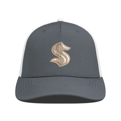 Men's Levelwear Charcoal/White Seattle Kraken Signal Copper Insignia Trucker Adjustable Hat