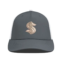 Men's Levelwear Charcoal/White Seattle Kraken Signal Copper Insignia Trucker Adjustable Hat