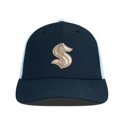 Men's Levelwear Black/White Seattle Kraken Signal Copper Insignia Trucker Adjustable Hat