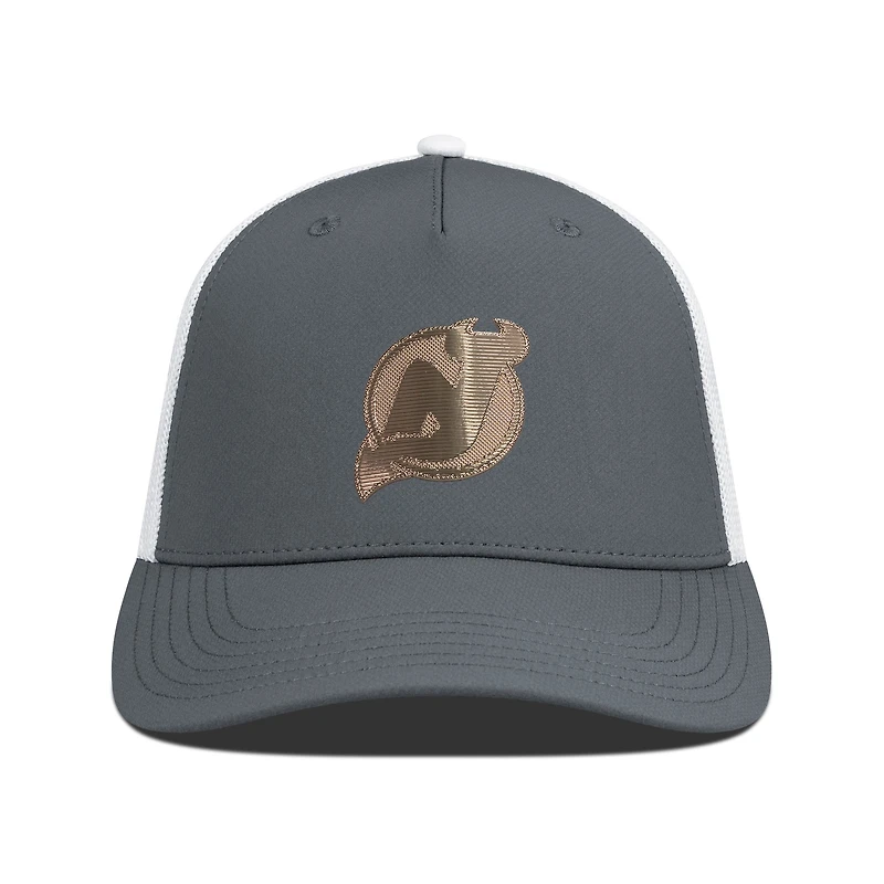 Men's Levelwear Charcoal/White New Jersey Devils Signal Copper Insignia Trucker Adjustable Hat