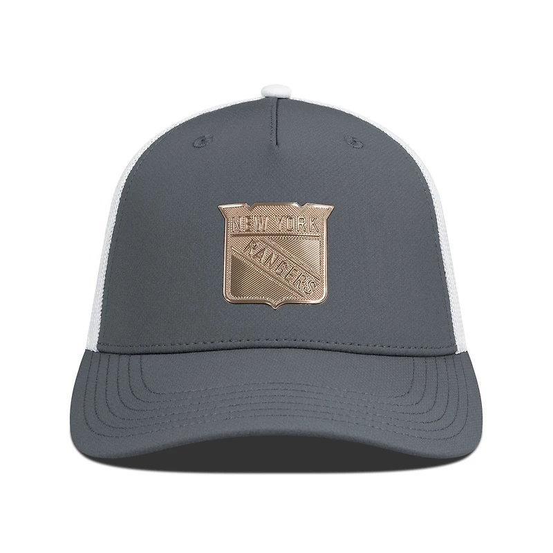 Men's Levelwear Charcoal/White New York Rangers Signal Copper Insignia Trucker Adjustable Hat