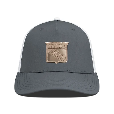 Men's Levelwear Charcoal/White New York Rangers Signal Copper Insignia Trucker Adjustable Hat