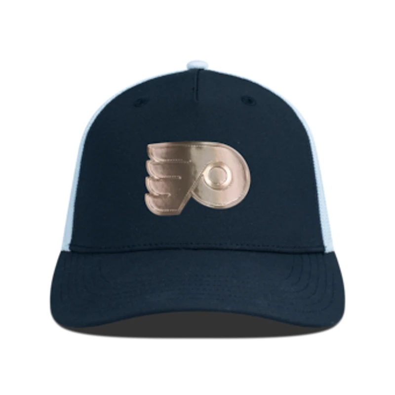 Men's Levelwear Black/White Philadelphia Flyers Signal Copper Insignia Trucker Adjustable Hat