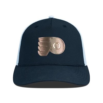 Men's Levelwear Black/White Philadelphia Flyers Signal Copper Insignia Trucker Adjustable Hat