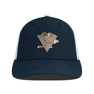 Men's Levelwear Black/White Pittsburgh Penguins Signal Copper Insignia Trucker Adjustable Hat