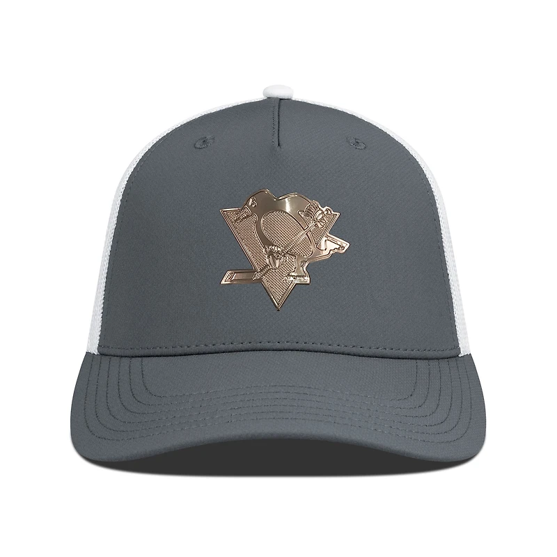 Men's Levelwear Charcoal/White Pittsburgh Penguins Signal Copper Insignia Trucker Adjustable Hat