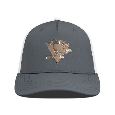 Men's Levelwear Charcoal/White Pittsburgh Penguins Signal Copper Insignia Trucker Adjustable Hat