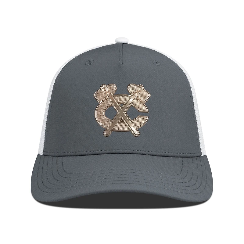 Men's Levelwear Charcoal/White Chicago Blackhawks Signal Copper Insignia Trucker Adjustable Hat