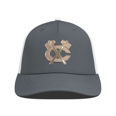 Men's Levelwear Charcoal/White Chicago Blackhawks Signal Copper Insignia Trucker Adjustable Hat