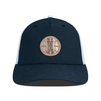 Men's Levelwear Black/White Boston Bruins Signal Copper Insignia Trucker Adjustable Hat