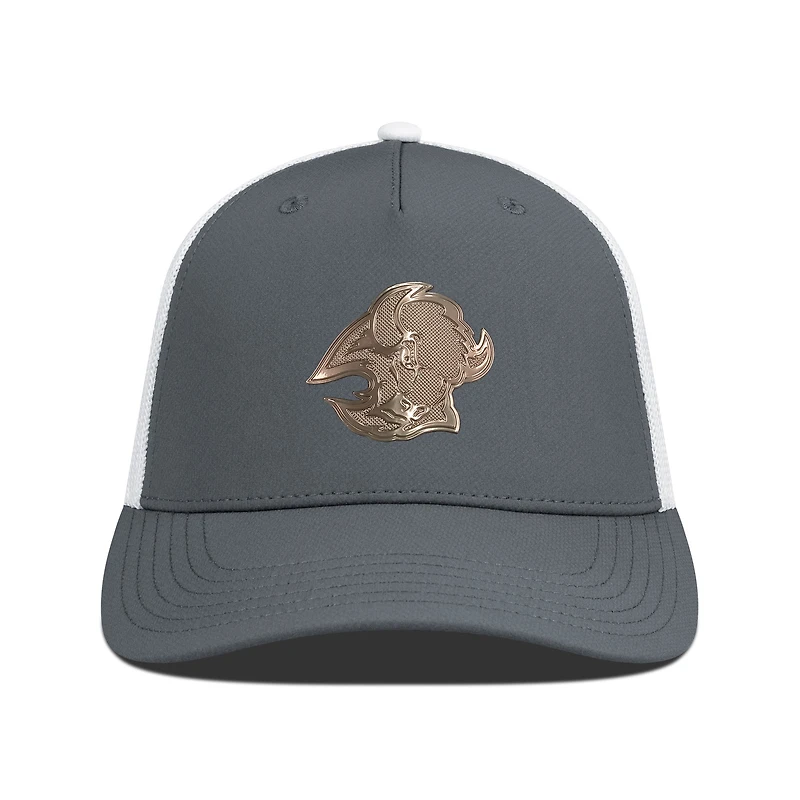 Men's Levelwear Charcoal/White Buffalo Sabres Signal Copper Insignia Trucker Adjustable Hat