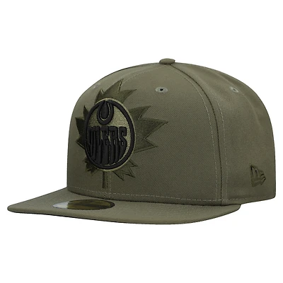 Men's New Era  Olive Edmonton Oilers Military Appreciation Flag 59FIFTY Fitted Hat