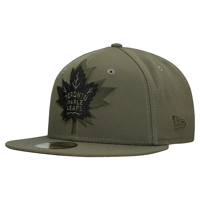 Men's New Era  Olive Toronto Maple Leafs Military Appreciation Flag 59FIFTY Fitted Hat