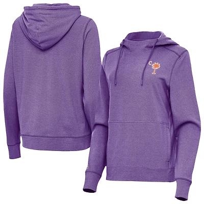 Women's Antigua  Heather Purple Clemson Tigers Palmetto Series Justice Pullover Hoodie