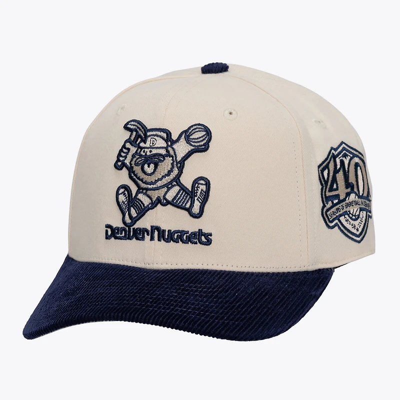 Men's Mitchell & Ness Cream Denver Nuggets Two-Tone Pro-Crown Adjustable Hat