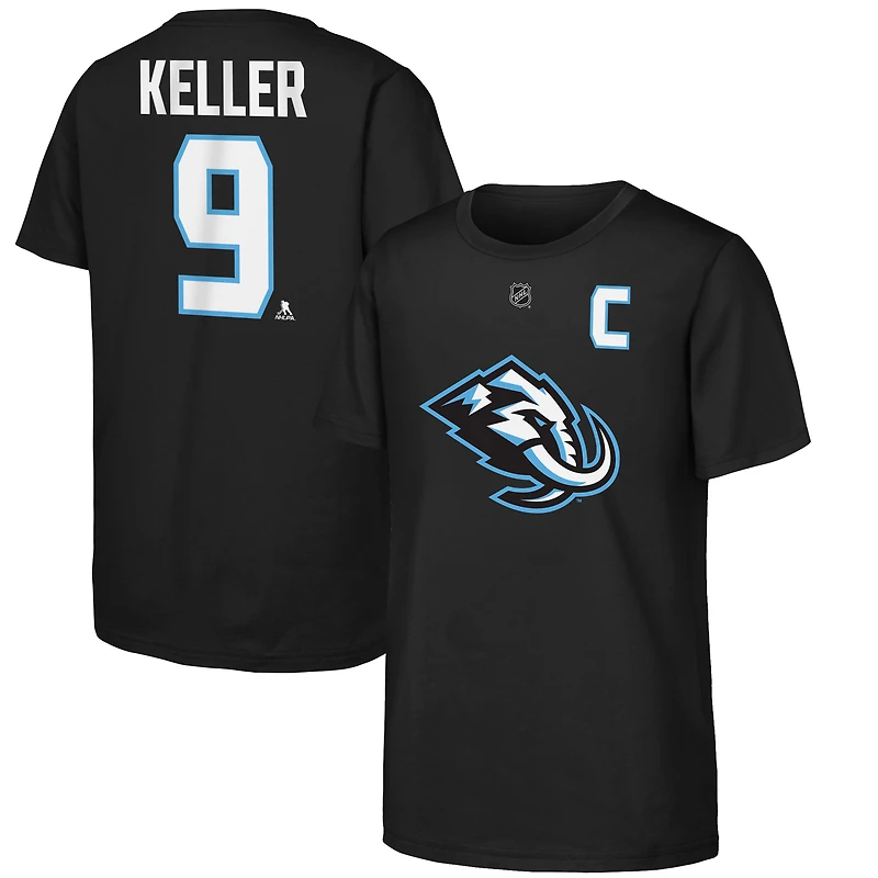 Youth Outerstuff Clayton Keller Black Utah Mammoth Captain Patch Name & Number T-Shirt