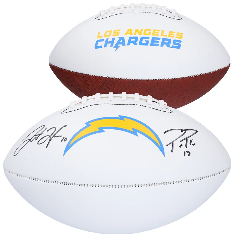 Philip Rivers & Justin Herbert Los Angeles Chargers Autographed Franklin White Panel Football