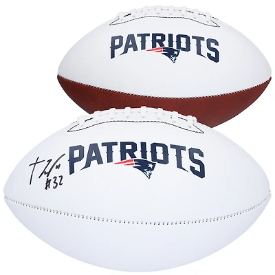 TreVeyon Henderson New England Patriots Autographed Franklin White Panel Football